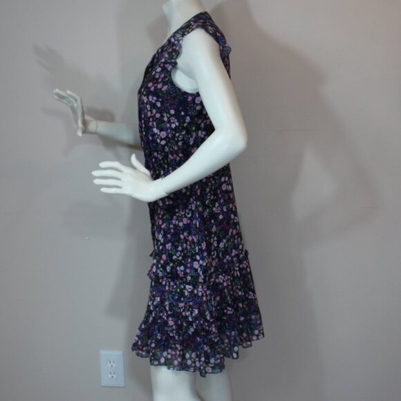 Saloni Bea Watercolor Blue Floral Button up lined  Dress woman's  US 8 - Picture 3 of 7